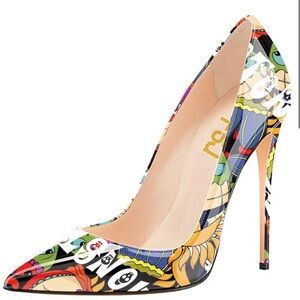 FSJ Colorful Pop Art Heels